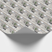 Weiße Katze auf einem Pelzfresser Geschenkpapier (Ecke)