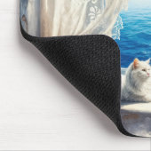 Weiße Katze auf einem Windows mit Meerblick Mousepad (Ecke)