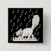 Weiße Katze auf Klaviertasten Button (Vorderseite)