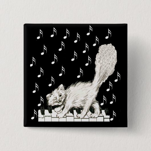 Weiße Katze auf Klaviertasten Button (Vorderseite)
