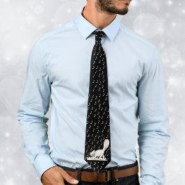 Weiße Katze auf Klaviertasten Krawatte