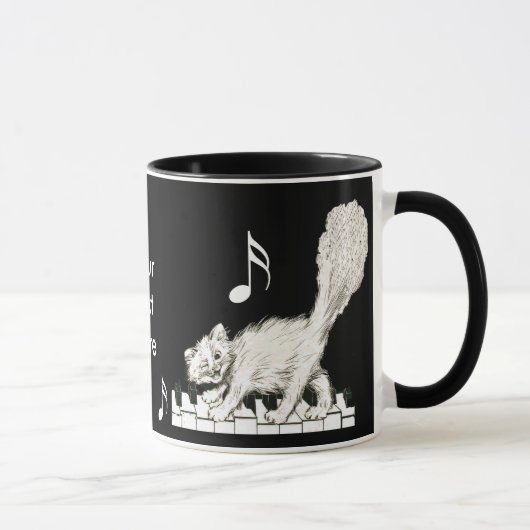 Weiße Katze auf Klaviertasten Tasse (Rechts)