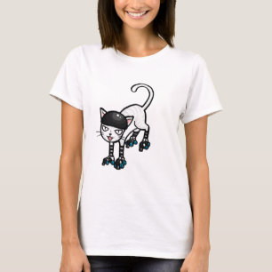 Weiße Katze auf rollerskates T-Shirt