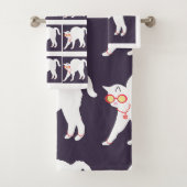 Weiße Katze aufgezogen 3 Stück Poly Baumwollkronen Badhandtuch Set (Insitu)