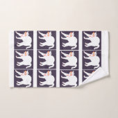 Weiße Katze aufgezogen 3 Stück Poly Baumwollkronen Badhandtuch Set (Handtuch)