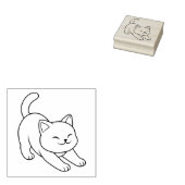 Weiße Katze beim Strecken Gummistempel (Stempel)