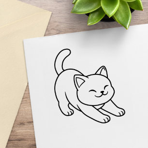 Weiße Katze beim Strecken Gummistempel