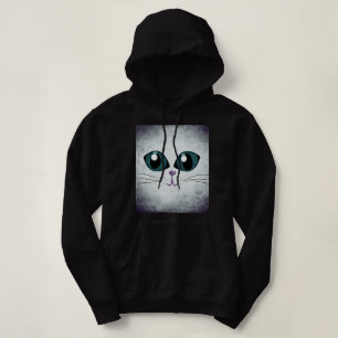 WEISSE KATZE BIG AUGE KUNST WOMANS HOODIES