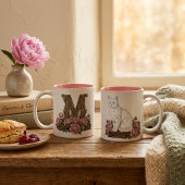 Weiße Katze Blaue Augen Monogramm Tasse