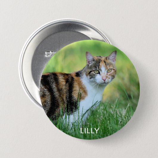 Weiße Katze Button (Vorne & Hinten)