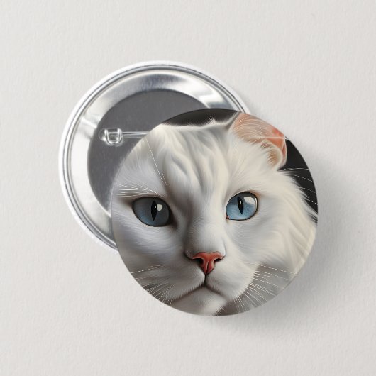 Weiße Katze Button (Vorne & Hinten)