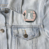 weiße Katze Cocktailparty Katzen Retro-Stil Button (Beispiel)
