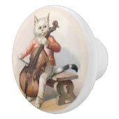 Weiße Katze, die Cello-dekorativen Griff spielt (Rechts)