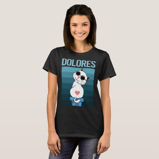 Weiße Katze - Dolores Name T-Shirt (Vorne ganz)