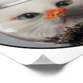 Weiße Katze durch eine Goldfischschüssel schauen Poster (Ecke)