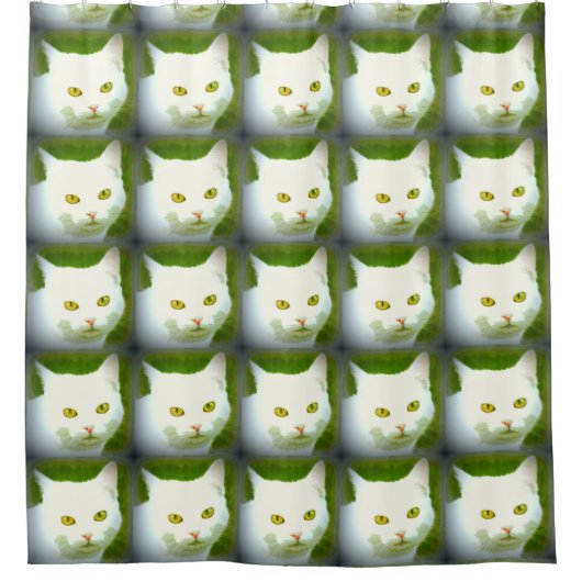 Weiße Katze Duschvorhang (Vorderseite)
