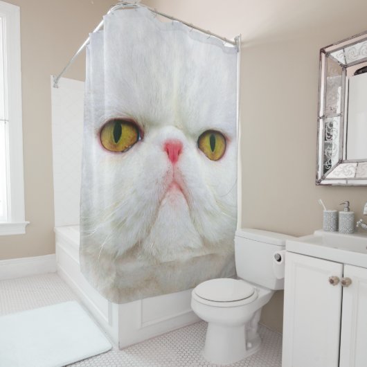 Weiße Katze Duschvorhang (Beispiel)