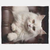 Weiße Katze Fleecedecke (Vorderseite (Horizontal))