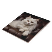 Weiße Katze Fliese (Seite)