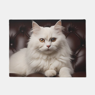 Weiße Katze Fußmatte