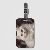 Weiße Katze Gepäckanhänger (Vorderseite Vertikal)