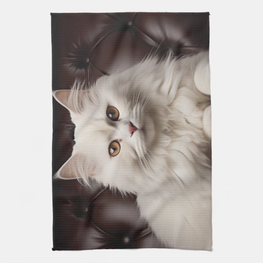 Weiße Katze Geschirrtuch (Vertikal)