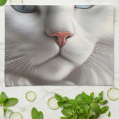Weiße Katze Geschirrtuch (Gefaltet)
