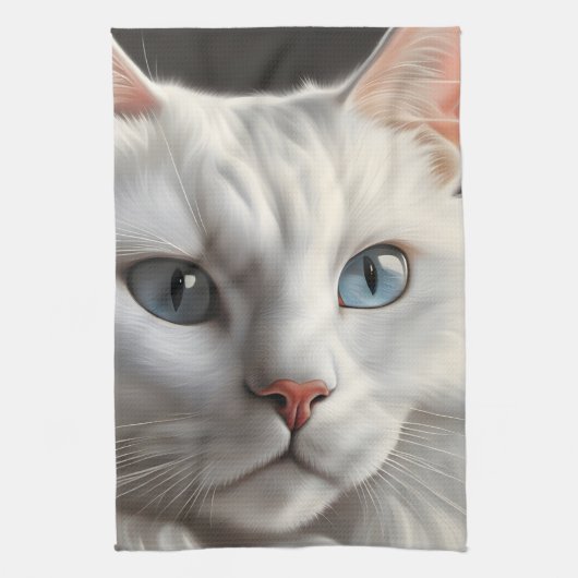 Weiße Katze Geschirrtuch (Vertikal)