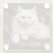 Weiße Katze Glasuntersetzer (Rückseite)