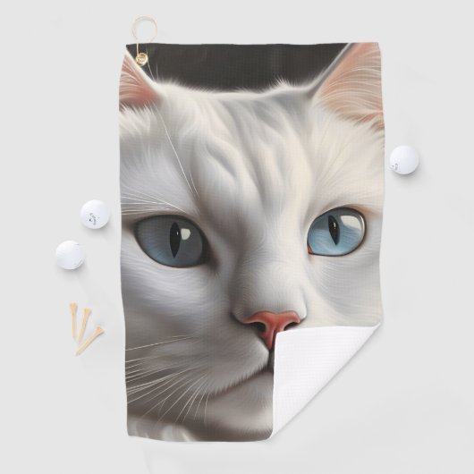 Weiße Katze Golfhandtuch (Insitu)