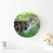 Weiße Katze Große Wanduhr (Zuhause)