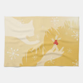 Weiße Katze & Holly, Gold, Teetuch Geschirrtuch (Horizontal)