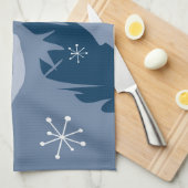 Weiße Katze & Holly, Mitternachtsblau, Teetuch Geschirrtuch (Viertel Falte)