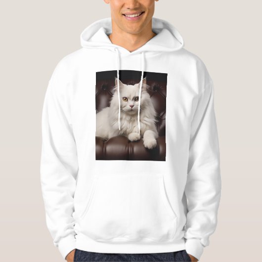 Weiße Katze Hoodie (Vorderseite)