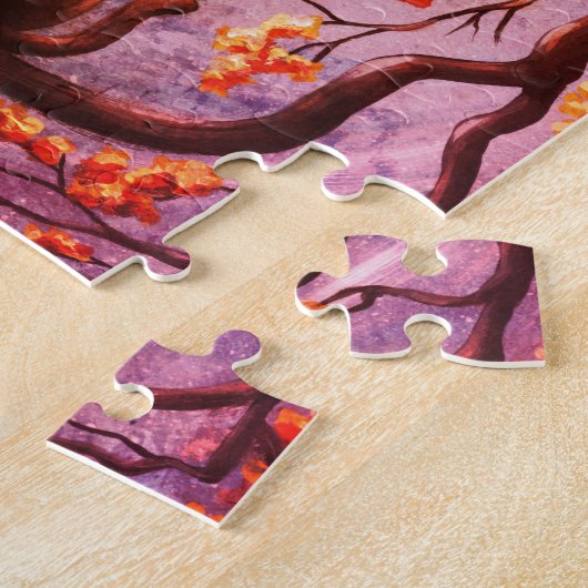 Weiße Katze im Baum Monte Malerei Puzzle (Seite)