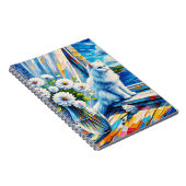 Weiße Katze im Fenster Blick auf den Ozean Notizblock (Rechte Seite)