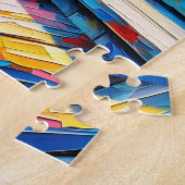 Weiße Katze im Fenster Blick auf den Ozean Puzzle (Seite)