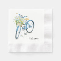 Weiße Katze im Korb auf dem Fahrrad