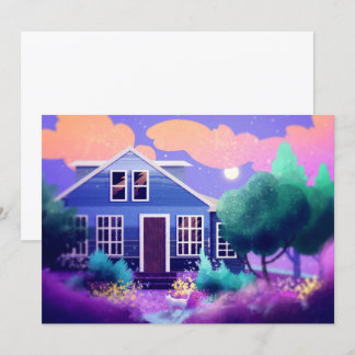 Weiße Katze im Nachtgarten Feiertagskarte