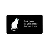 Weiße Katze im schwarzen Hintergrund | Benutzerdef Adressaufkleber (Vorne)