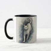 Weiße Katze im Stil einer chinesischen Tuschezeich Tasse (Links)