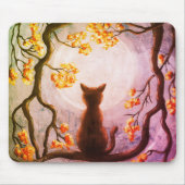 Weiße Katze im Tree Vollmond Mousepad (Vorne)