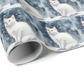 Weiße Katze in Aquarellen Geschenkpapier (Rolleneckpunkt)