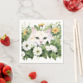 Weiße Katze in Aquarellen Serviette (Beispiel)