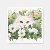 Weiße Katze in Aquarellen Serviette (Vorderseite)