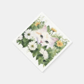 Weiße Katze in Aquarellen Serviette (Ecke)