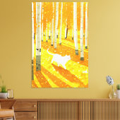 Weiße Katze in Aspen Forest Illustration Art Leinwanddruck (Insitu (Wohnzimmer))