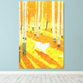 Weiße Katze in Aspen Forest Illustration Art Leinwanddruck (Insitu (Holzboden))