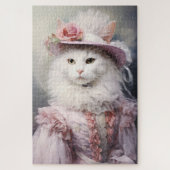Weiße Katze in einem rosa Ensemble Puzzle (Vertikal)