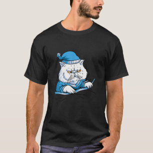 Weiße Katze in Pajamas Niedlich Funny Fluffy T-Shirt